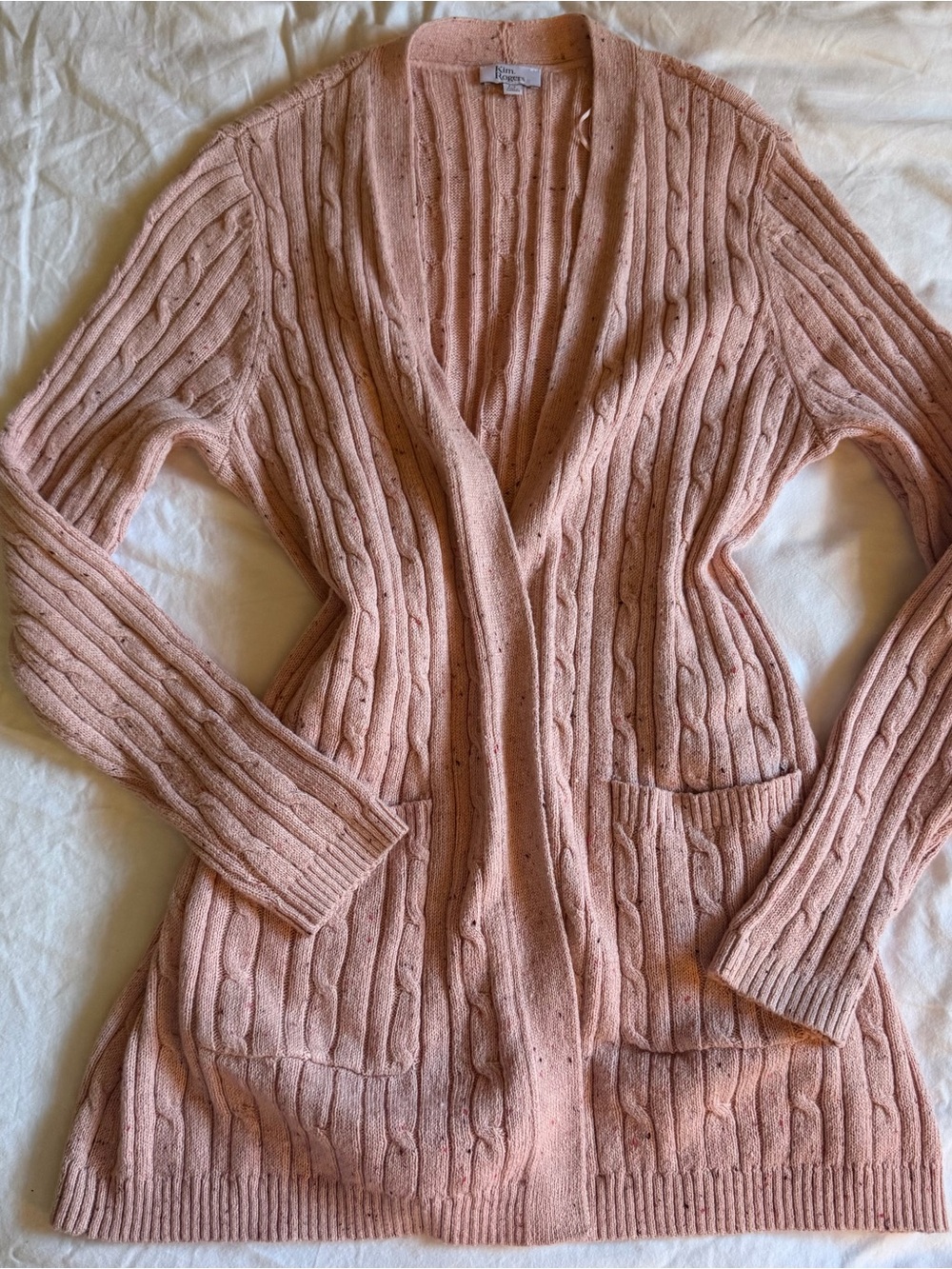 Kim Rogers Pink Cable-Knit Open Front Cardigan - Picture 2 of 4
